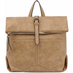 Taupe Buckle Flap Convertible Backback