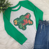 St Patrick's Day Feelin Lucky Graphic 3/4 Baseball Style Sleeve T-Shirt Unisex Fit