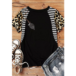 Black Stripe & Leopard Accent Top