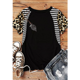 Black Stripe & Leopard Accent Top