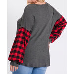 Long Sleeve Buffalo Check Plus Size Top