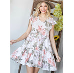 Floral Ruffle Sleeve Plus Size Dress