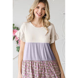 Lavender & White Tiered Tunic Top