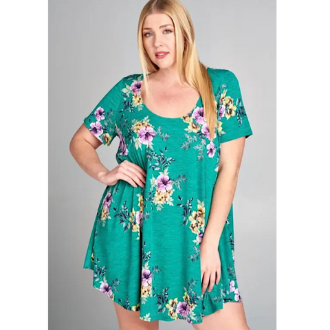 Green Floral Plus Size Dress