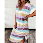 Striped Color Block T-Shirt Dress