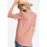 Vintage Blush Solid Puff Sleeve Top