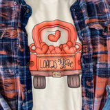 Valentine Truck Loads of Love Graphic T-Shirt & Bleach Dyed Flannel Set