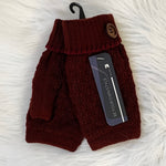Burgundy Fingerless Button Accent Gloves