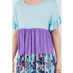 Turquoise Tiered ColorBlock Plus Size Top