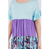 Turquoise Tiered ColorBlock Plus Size Top