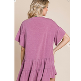 Plum Tiered Ruffle Sleeve Plus Size Top