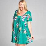 Green Floral Plus Size Tunic Dress