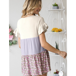 Lavender & White Tiered Tunic Top