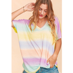 Colorful Striped Pattern Plus Size Top