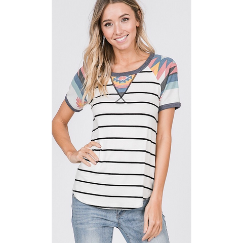 Striped Aztec Accents Top