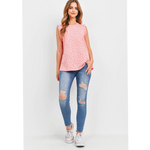 Pink and Coral Animal Print Ruffle Cap Sleeve Top