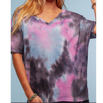 Tie Dye V-neck Waffle Plus Size Top