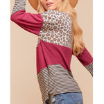 Colorblock Leopard Plus Size Soft Top