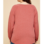 Salmon Long Elastic Sleeve Plus Size Top