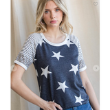 Navy Stars & Stripes Raglan Top