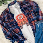 Valentine Truck Loads of Love Graphic T-Shirt & Bleach Dyed Flannel Set