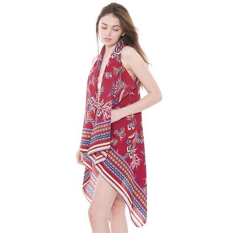 Red Paisley Waterfall Vest