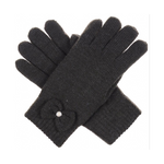 Dark Gray Super Soft Sherpa Lined Pearl Accent Gloves