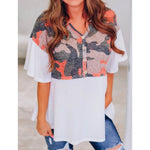 Camouflage Patchwork Casual Top