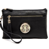 Black Logo Multi-Compartment Crossbody Purse