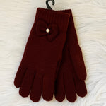 Burgundy Super Soft Sherpa Lined Bow Accent Gloves
