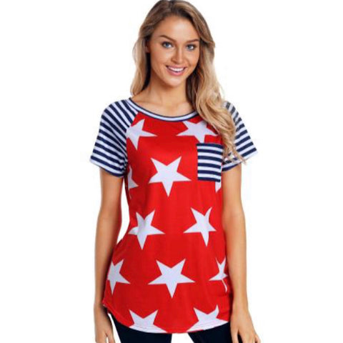 Red Stars & Stripes Casual Top