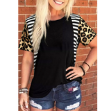 Black Stripe & Leopard Accent Top