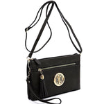 Black Logo Multi-Compartment Crossbody Purse