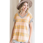 Yellow Floral Striped Top