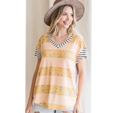 Yellow Floral Striped Top