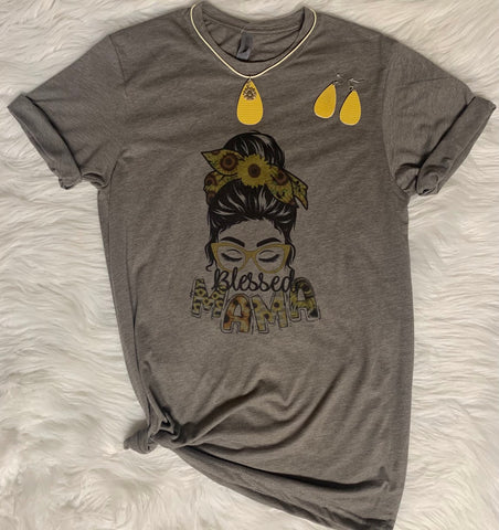 Sunflower Blessed Mama Tee