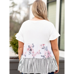 White Floral Tiered Ruffle Plus Size Top