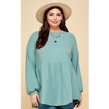 Sage Green Empire Waist Plus Top