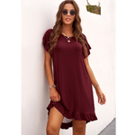 Wine Snakeskin Ruffle Dress