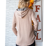 Beige Cable Knit Hooded Top