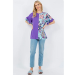 Purple & Floral Plus Size Top