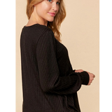 Black Ribbed Knit Empire Waist Plus Size Top