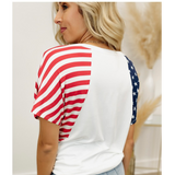 White American Flag Sunflower Tee