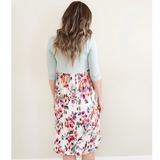 Turquoise & Floral Empire Waist Midi Dress