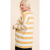 Mustard & White Striped Fleece Plus Size Top