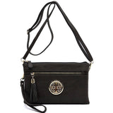 Black Logo Multi-Compartment Crossbody Purse