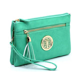 Turquoise Logo Multi-Compartment Crossbody Purse