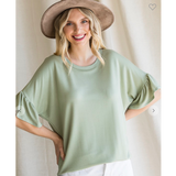 Sage Green Ruffle Sleeve Top