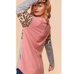 Pink Colorblock Cowl Neck Plus Size Top