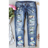 Palm Trees Patchwork Jeans